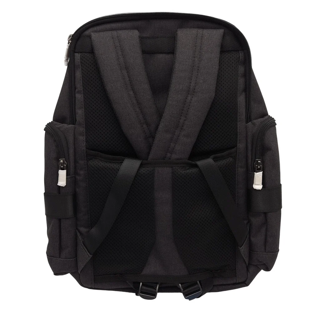 Brooks Brothers Grant Black‎ Canvas Backpack Plaid Lined Multi-Pocket Travel Bag